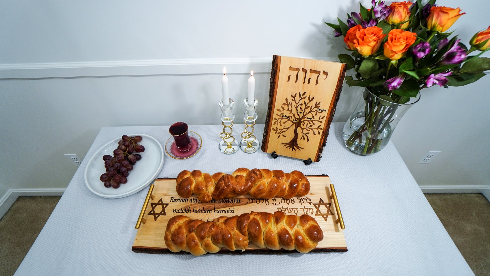 Tabla para el pan Challa en Shabbat